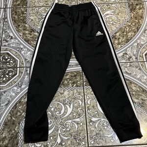 Adidas Kids Black Joggers with White Stripes